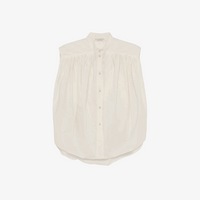 Philosophy di Lorenzo Serafini Sleeveless Button Front Blouse in Ivory, international luxury fashion brands blouse available at Riada Concept Woollahra, Sydney Australia and online
