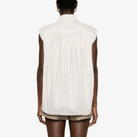 Philosophy di Lorenzo Serafini Sleeveless Button Front Blouse in Ivory, international luxury fashion brands blouse available at Riada Concept Woollahra, Sydney Australia and online