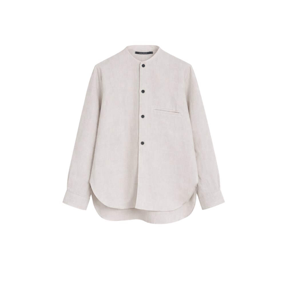 Sofie D’Hoore Linen Cotton Henley Long Sleeve Shirt in Natural