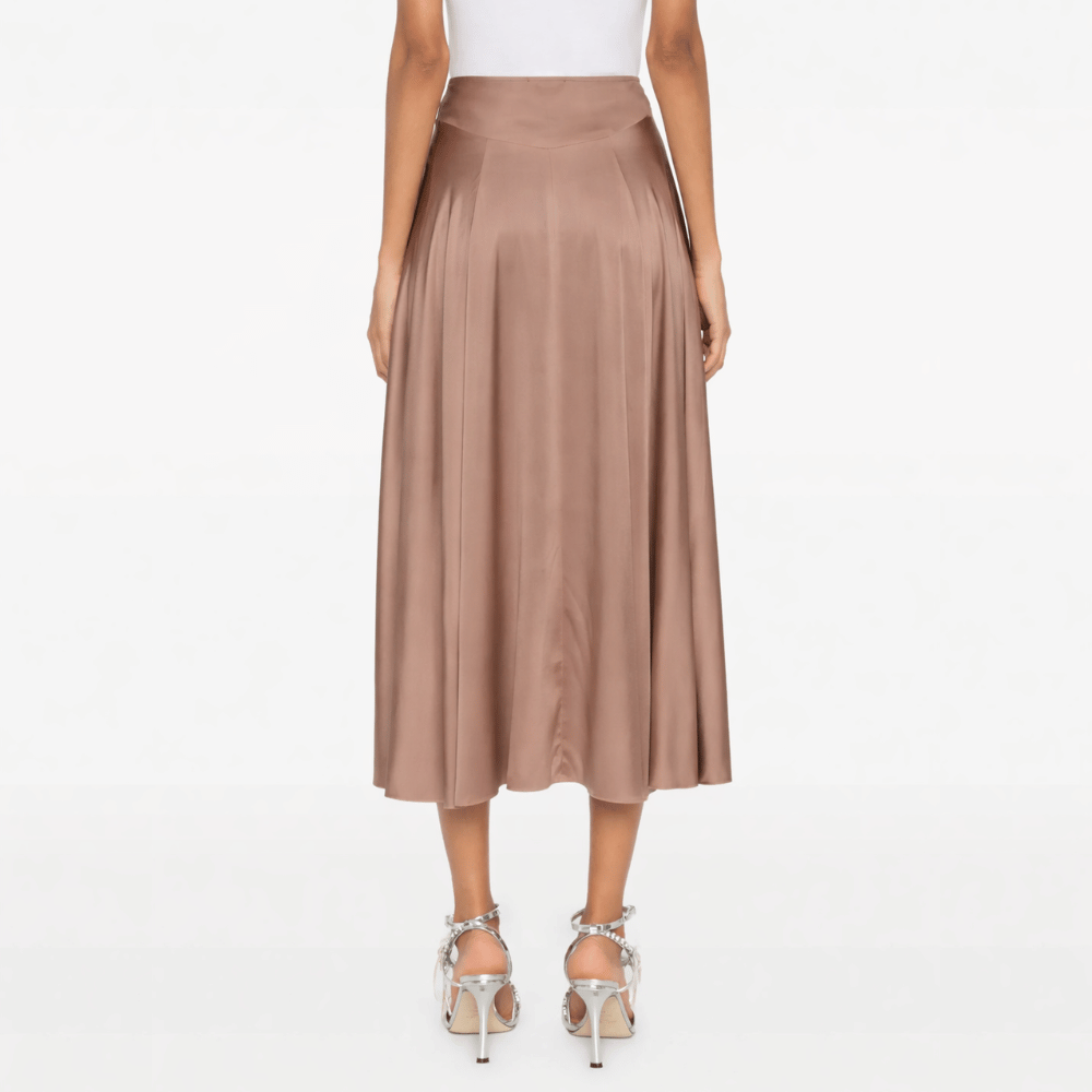 Forte Forte Stretch Silk Satin Paneled Midi Skirt in Noce - International designer fashion boutique Australia Riada Concept Woollahra