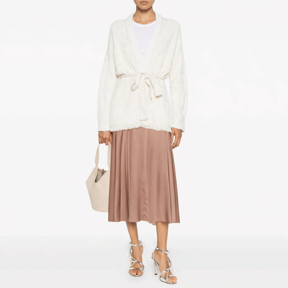 Forte Forte Stretch Silk Satin Paneled Midi Skirt in Noce - International designer fashion boutique Australia Riada Concept Woollahra