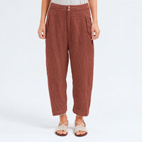 Transit Par Such comfort-fit trousers in brick striped linen and cupro, with curved legs, a two-button waistband and flap pockets - front view