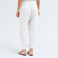 Transit Par Such comfort-fit trousers in white striped linen and cupro, with curved legs, a two-button waistband and flap pockets - back view