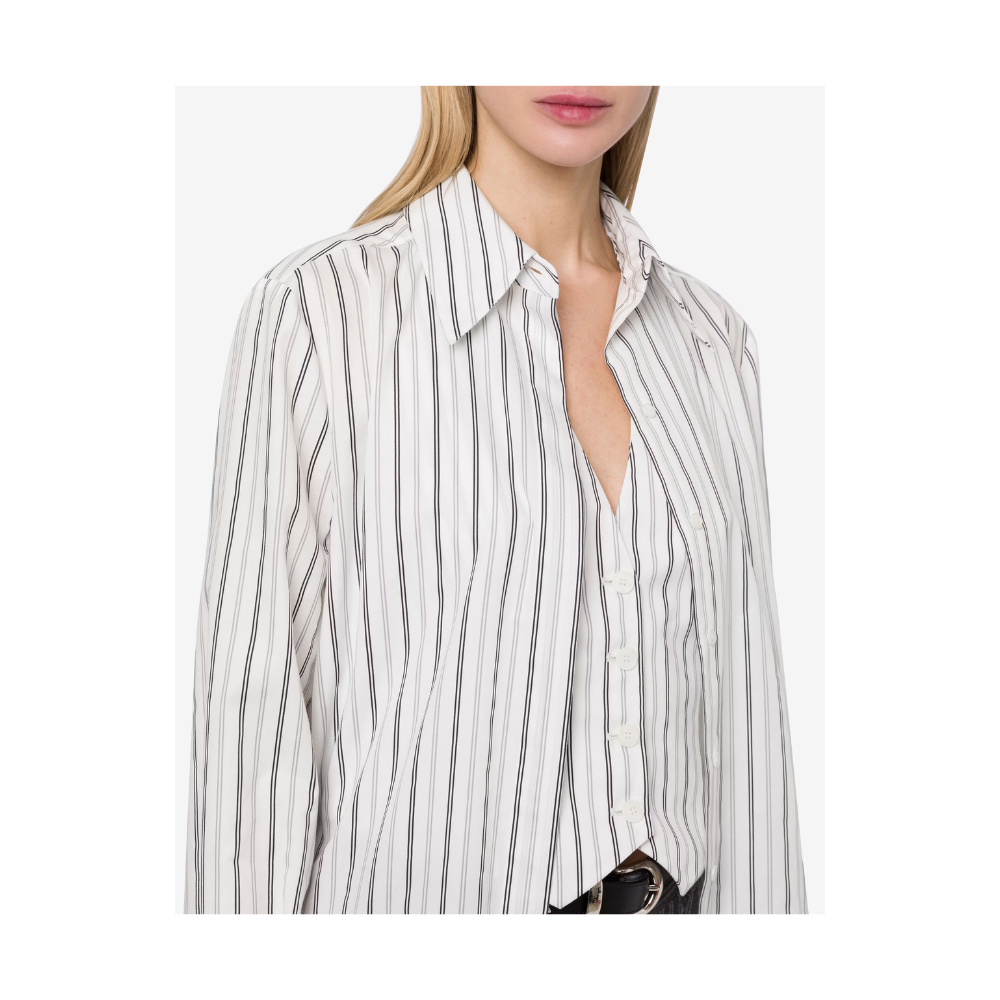 Striped Drill Shirt with Waistcoat in Multi White