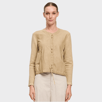 Transit Par Such contrast knit drawstring jacket in warm camel beige Nut – front view