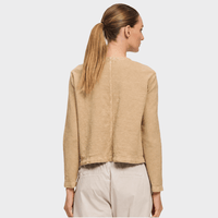 Transit Par Such contrast knit drawstring jacket in warm camel beige Nut – back view