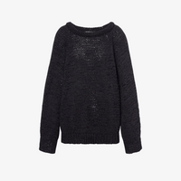 Philosophy di Lorenzo Serafini round neck Suede Webbing Sweater in Black, international luxury fashion brands knits sweaters available at Riada Concept Woollahra, Sydney Australia and online