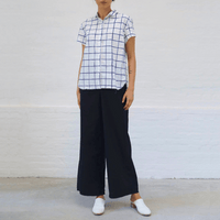 H+ Hannoh Wessel Sutton Popover Shirt in Blue Check – International designer fashion boutique Australia Riada Concept Woollahra