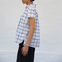 H+ Hannoh Wessel Sutton Popover Shirt in Blue Check – International designer fashion boutique Australia Riada Concept Woollahra