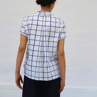 H+ Hannoh Wessel Sutton Popover Shirt in Blue Check – International designer fashion boutique Australia Riada Concept Woollahra