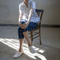 H+ Hannoh Wessel Sutton Popover Shirt in Blue Check – International designer fashion boutique Australia Riada Concept Woollahra