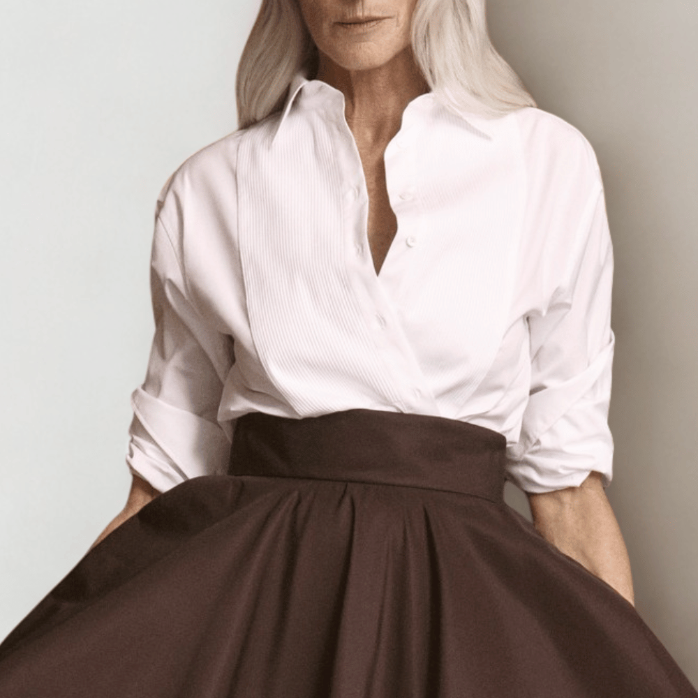 Sara Roka Sybella Shirt in White international luxury fashion brands and labels available at Riada Concept Woollahra, Sydney Australia and online