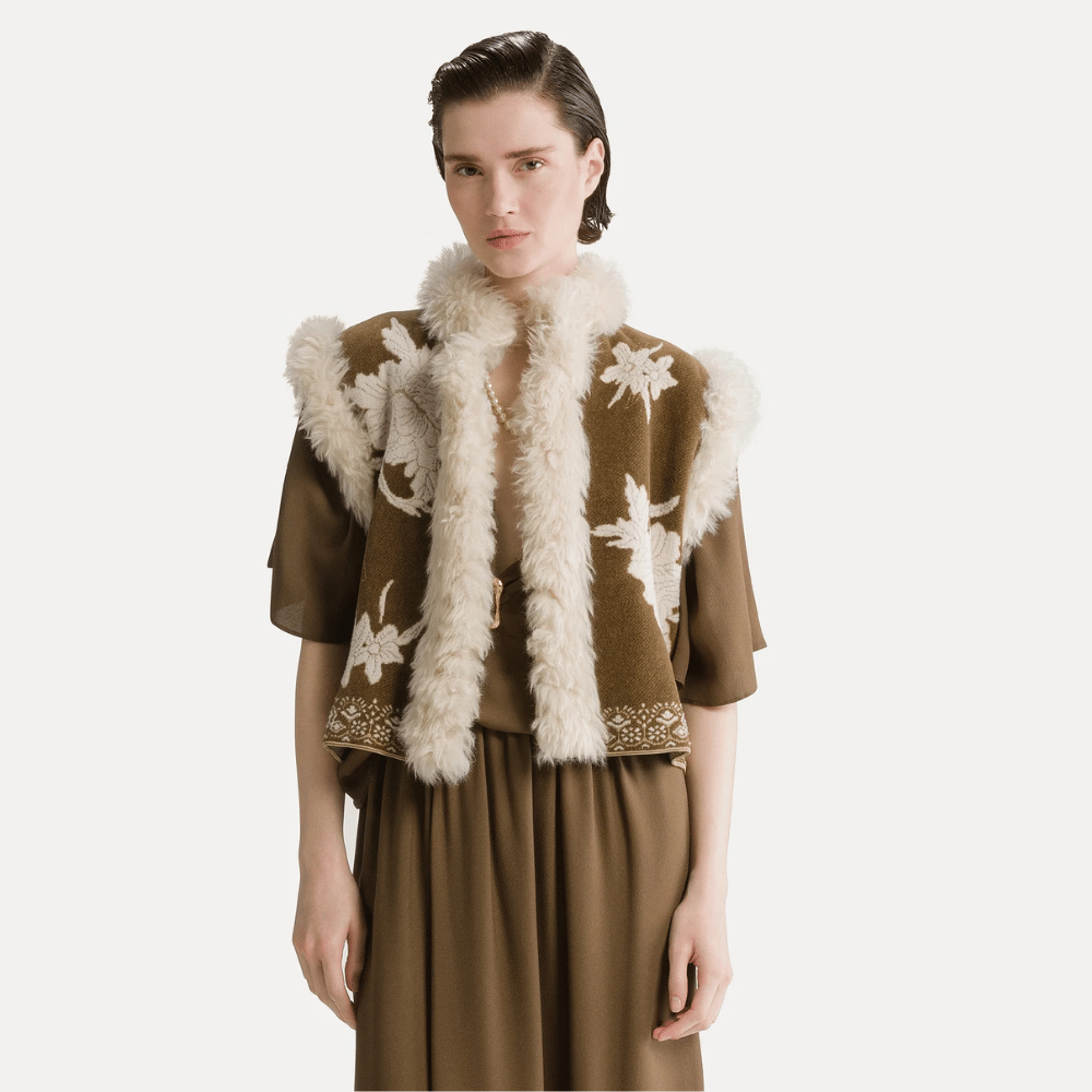 Forte Forte The Lotus Chenille Jacquard Vest Cumino – International designer fashion boutique Australia Riada Concept Woollahra