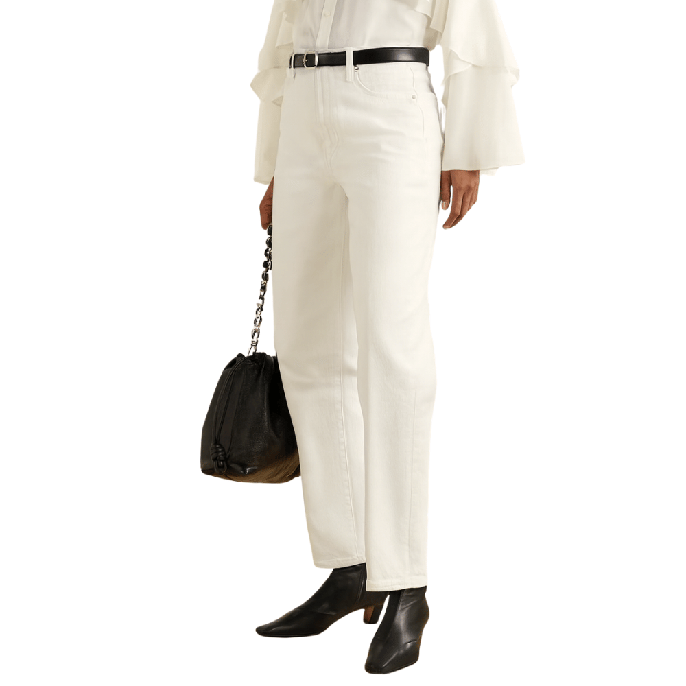 FRAME The Neat High-Rise Jean in Au Natural Clean — off-white rigid denim straight-leg jeans, featuring a high waist, cropped fit, and minimalist five-pocket design FRAME designer denim, luxury jeans boutique Sydney Australia Riada Concept Woollahra