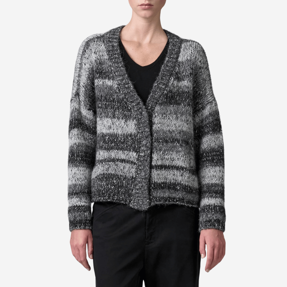 Transit Par Such Alpaca Stripe Cardigan in Anthracite - International designer fashion boutique Australia Riada Concept Woollahra 1016.CFDTRB17521.13