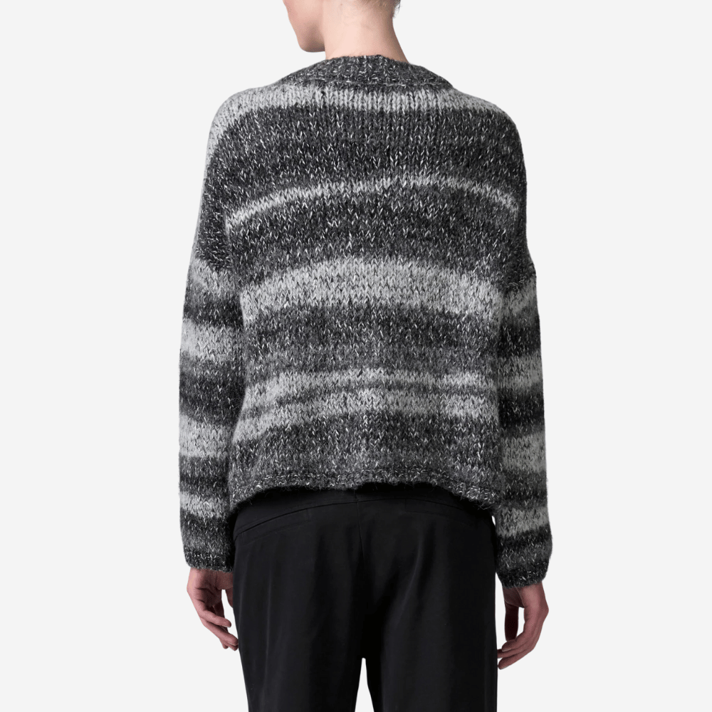 Transit Par Such Alpaca Stripe Cardigan in Anthracite - International designer fashion boutique Australia Riada Concept Woollahra 1016.CFDTRB17521.13