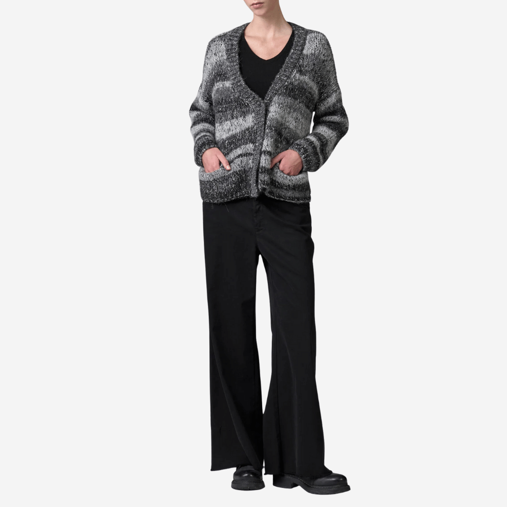 Transit Par Such Alpaca Stripe Cardigan in Anthracite