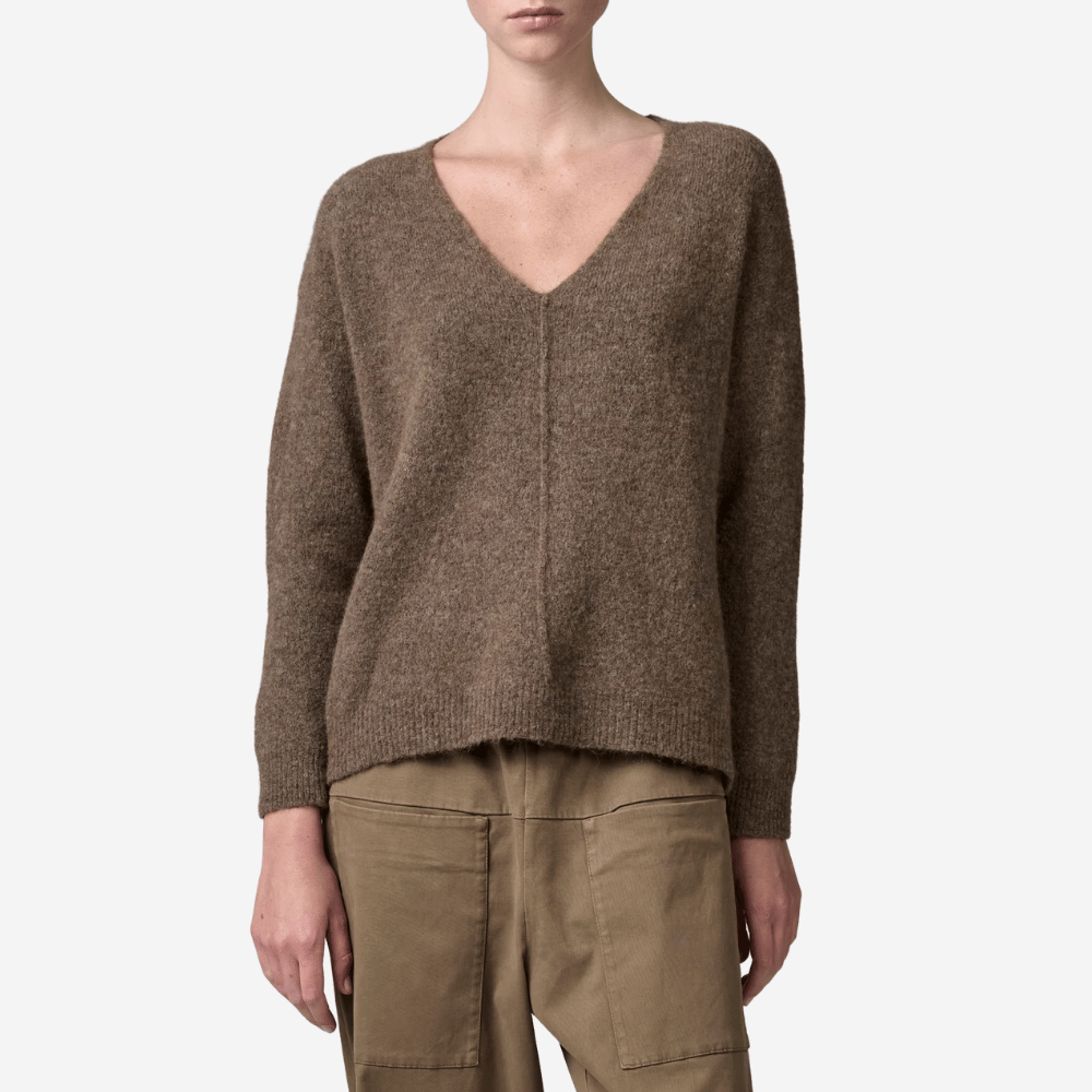 Transit Par Such Alpaca V-Neck Knit Sweater in Brown - International designer fashion boutique Australia Riada Concept Woollahra 1016.CFDTRB12471.06