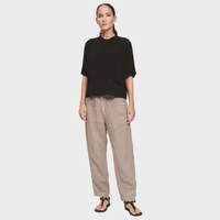 Transit Par Such Cape Layer Shirt in black with cropped overlay – full front view 