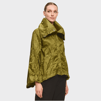 Transit Par Such coated flared jacket in luminous olive green – side view
