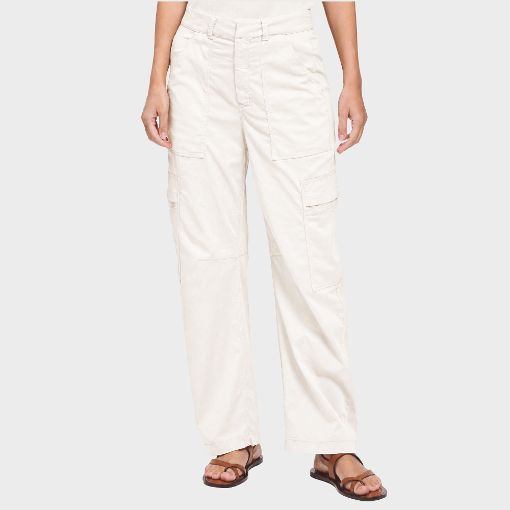 Transit Par Such Cotton Lyocell Cargo Trousers in White - front view