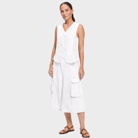 Transit Par Such double breasted linen blend vest in white – full front view