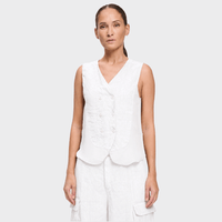 Transit Par Such double breasted linen blend vest in white – front view