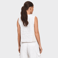 Transit Par Such double breasted linen blend vest in white – back view