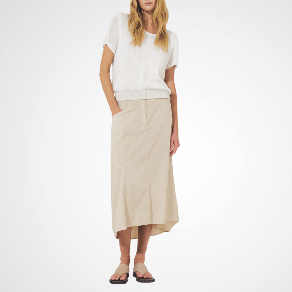 Transit Par Such Knit Top in White — Italian-made open rib-knit short-sleeve top in lightweight cotton-linen blend, relaxed fit with round neckline, available at Riada Concept Woollahra Transit Par Such at Riada Concept Designer fashion shop online and in store High End fashion boutique Sydney Australia Riada Concept