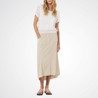 Transit Par Such Knit Top in White — Italian-made open rib-knit short-sleeve top in lightweight cotton-linen blend, relaxed fit with round neckline, available at Riada Concept Woollahra Transit Par Such at Riada Concept Designer fashion shop online and in store High End fashion boutique Sydney Australia Riada Concept