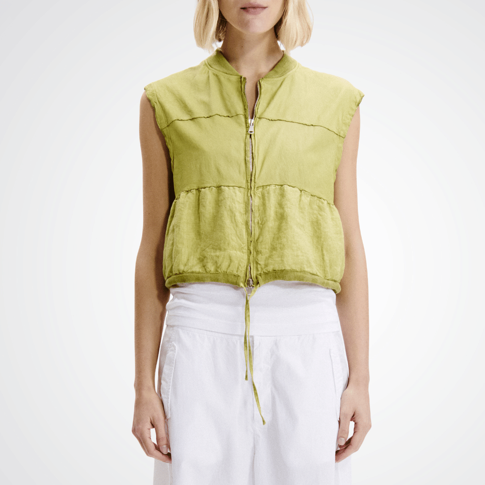 Transit Par Such Leather Panelled Vest in Lime Transit Par Such at Riada Concept Designer fashion shop online and in store High End fashion boutique Sydney Australia Riada Concept