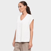 Transit Par Such linen and viscose button front tank in white – side view