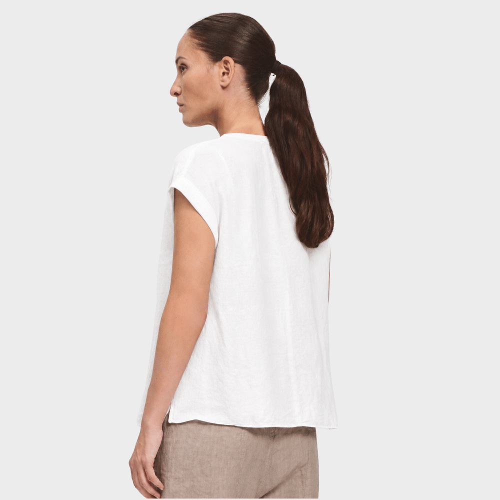 Transit Par Such linen and viscose button front tank in white – back view