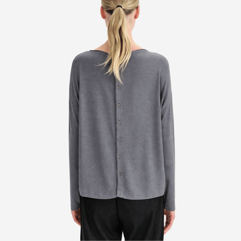 Transit Par Such Modal Cashmere Reversible Button Tee in Grey - International designer fashion boutique Australia Riada Concept Woollahra 1016.CFDTRBJ190.111