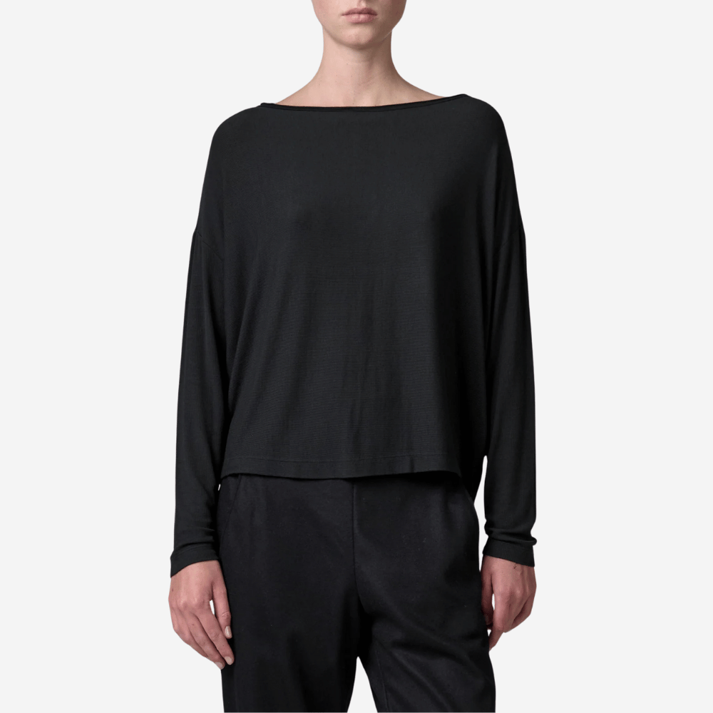 Transit Par Such Modal Cashmere Reversible Button Tee in Black - International designer fashion boutique Australia Riada Concept Woollahra 1016.CFDTRBJ190.10