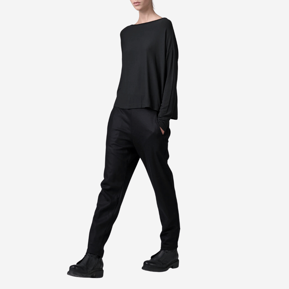 Transit Par Such Modal Cashmere Reversible Button Tee in Black - International designer fashion boutique Australia Riada Concept Woollahra 1016.CFDTRBJ190.10