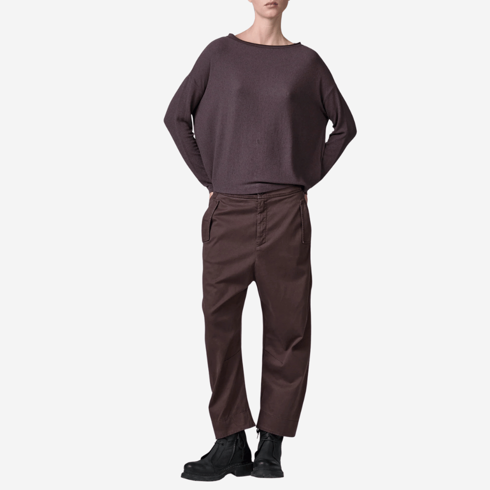 Transit Par Such Modal Cashmere Reversible Button Tee in Merlot - International designer fashion boutique Australia Riada Concept Woollahra 1016.CFDTRBJ190.07