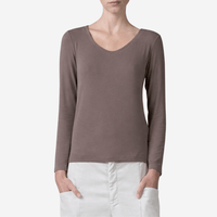 Transit Par Such Modal V-Neck Long-Sleeve Top in Taupe – International designer fashion boutique Australia Riada Concept Woollahra 1016.CFDTRBI180.31