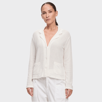 Transit Par Such Open Weave Knit Jacket in White - front view