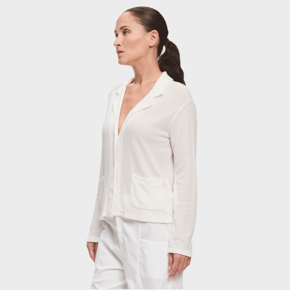 Transit Par Such Open Weave Knit Jacket in White - side view