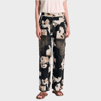 Transit Par Such Printed Linen Comfort Fit Trousers in Nut - front view