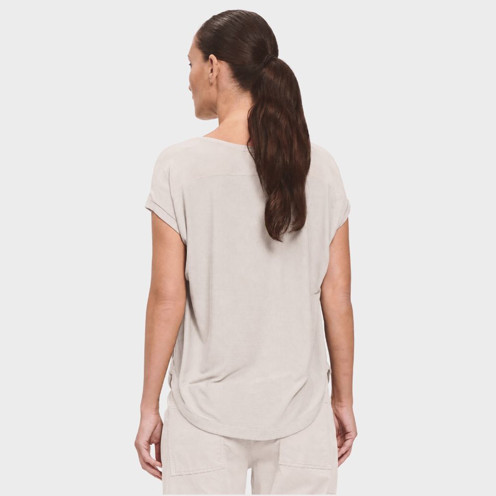 Transit Par Such Relaxed Contrast-Panel T-Shirt in Chalk - back view 