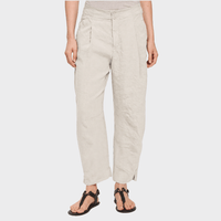 Transit Par Such Relaxed Pleated Linen Blend Trousers in Sand - front view