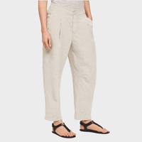 Transit Par Such Relaxed Pleated Linen Blend Trousers in Sand - side view