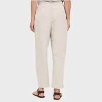 Transit Par Such Relaxed Pleated Linen Blend Trousers in Sand - back view