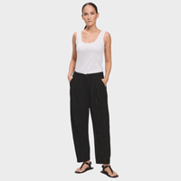 Transit Par Such Relaxed Pleated Trousers in Black - full front view