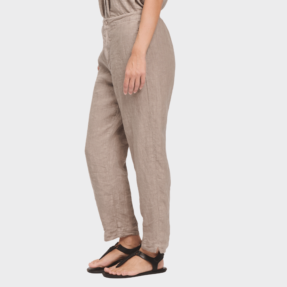 Transit Par Such relaxed tapered linen trousers in soft taupe-beige Rope – side view