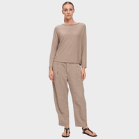Transit Par Such Reversible Ribbed Modal Boat Neck Top in Rope - front full view