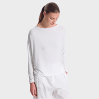 Transit Par Such Reversible Ribbed Modal Boat Neck Top in White - side view