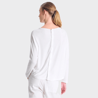 Transit Par Such Reversible Ribbed Modal Boat Neck Top in White - back view